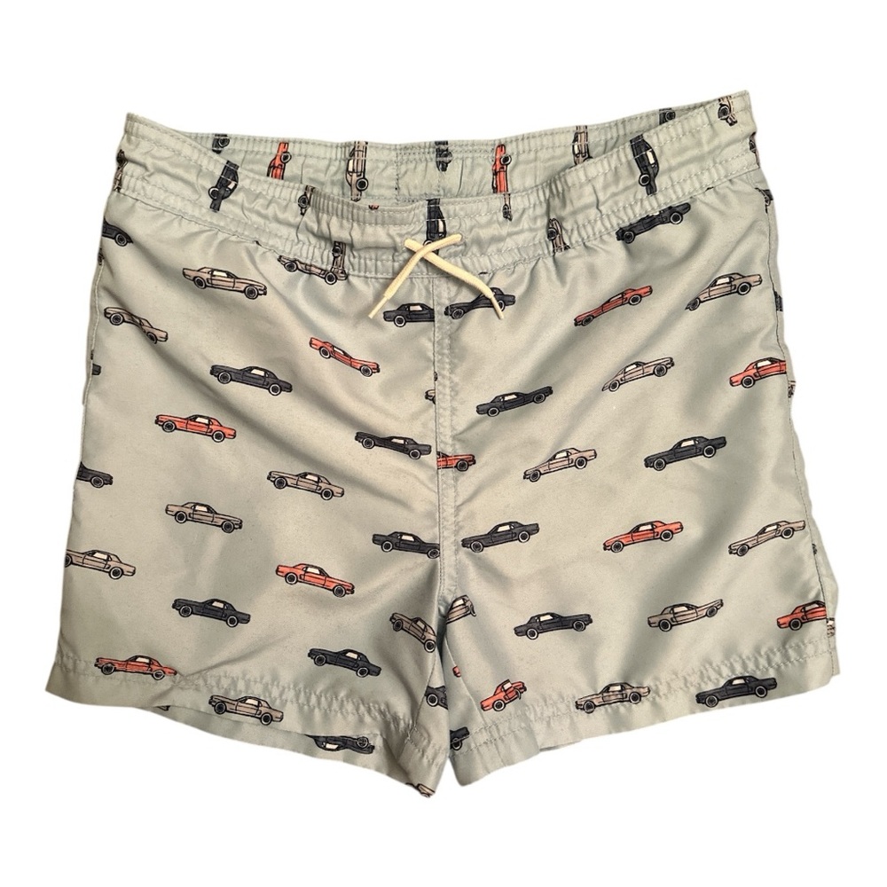 Janie and Jack Light Blue Swim Trunks with Car Design
